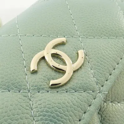 Pre-owned Chanel Green Grained Calfskin Coin Purse/coin Case ()