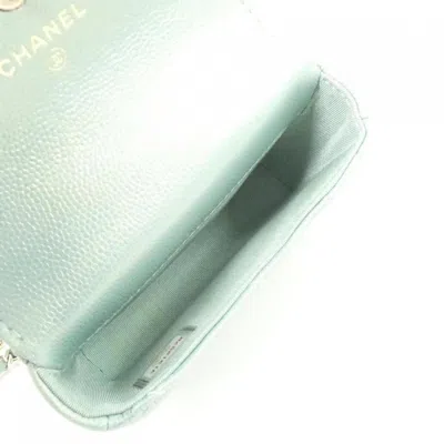 Pre-owned Chanel Green Grained Calfskin Coin Purse/coin Case ()