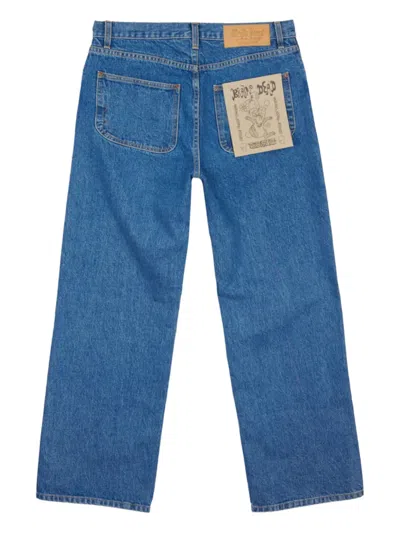 Brain Dead Type 00 Logo-patch Jeans In Blue