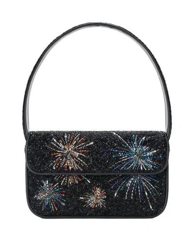 Staud Tommy Bead-embellished Satin Shoulder Bag In Black