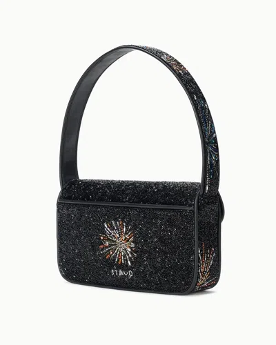 Staud Tommy Bead-embellished Satin Shoulder Bag In Black