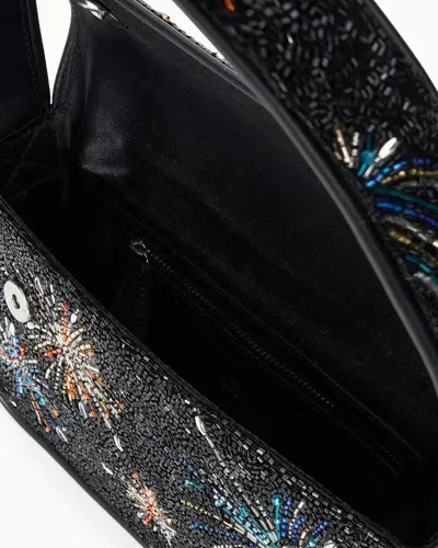 Staud Tommy Bead-embellished Satin Shoulder Bag In Black
