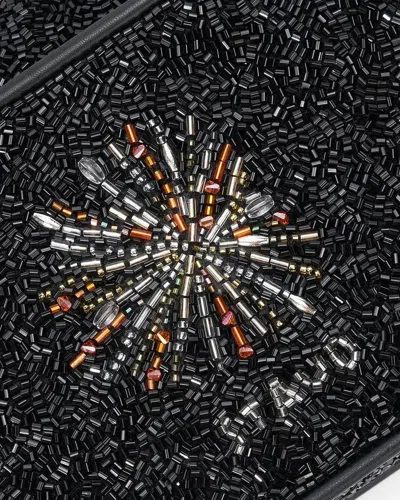 Staud Tommy Bead-embellished Satin Shoulder Bag In Black