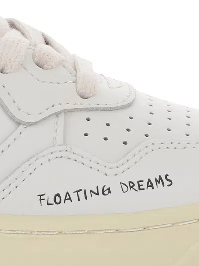 Autry Medalist Low Sneakers In White And Peach Leather With Handwriting Details Shoes In White