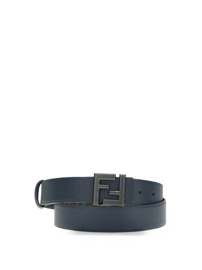 Fendi Reversible Metal-buckle Belt In Blue