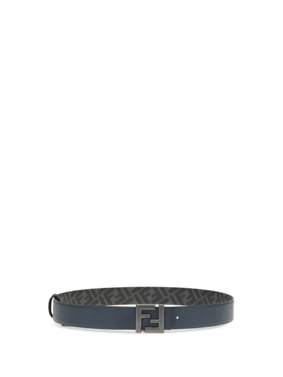Fendi Reversible Metal-buckle Belt In Blue