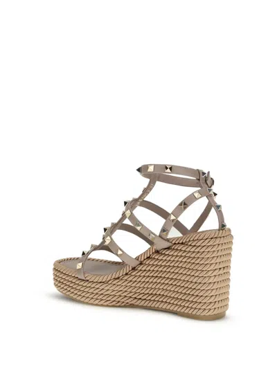 Valentino Rockstud Torchon 95 Wedges In Animal Print