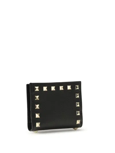 Valentino Garavani Rockstud Flap Wallet In Black