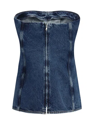 Agolde Strapless Denim Cover-up In Blue