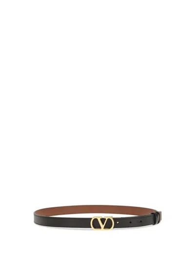 Valentino Black Calf Leather Bos Taurus Belt In Black