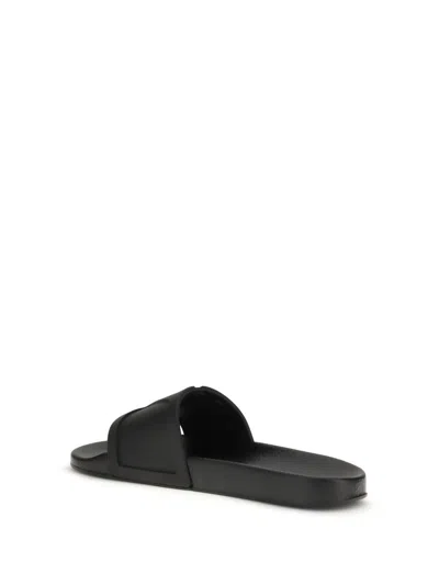 Valentino Garavani Viva Superstar Rubber Slippers Flat Sole In Black