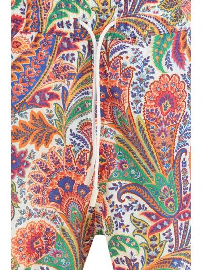 Etro Printed Shorts Elastic Waistband Side Pockets In Multi