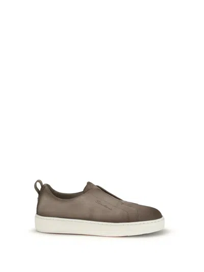 Santoni Beige Rubber Low Top Sneakers In Nude