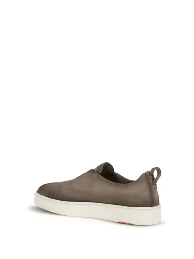 Santoni Beige Rubber Low Top Sneakers In Nude