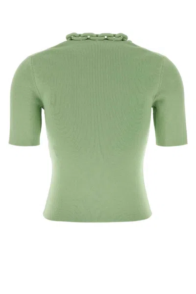 Rabanne Embellished-collar Ribbed T-shirt In Green