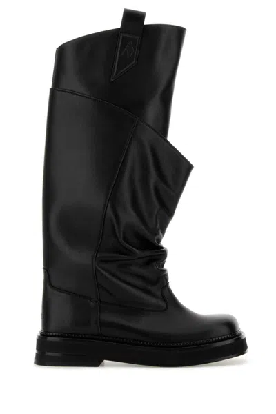 Attico Passeggiata Black Boots With Heel-tab And Rubber Sole In Leather Woman In Black