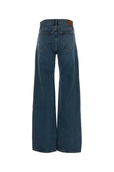 Anine Bing Denim Wide Leg Five Pocket Trousers In Blue