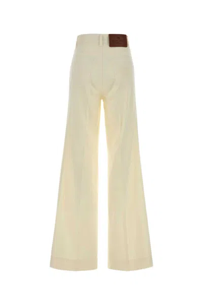 Etro Stretch Cotton Wide Leg Trousers Belt Loops In Multi