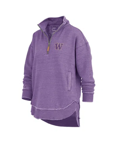 Pressbox Women's Purple Washington Huskies Northfork Sojourn Poncho Quarter-zip Sweatshirt In Purple