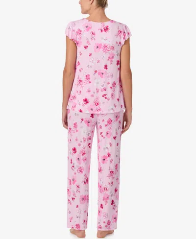 Ellen Tracy Women's Short-sleeve Top And Long Pajama Pants, 2-piece Set In Pink