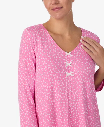 Ellen Tracy Women's V-neck Top And Ankle Pajama Pants, 2-piece Set In Pink