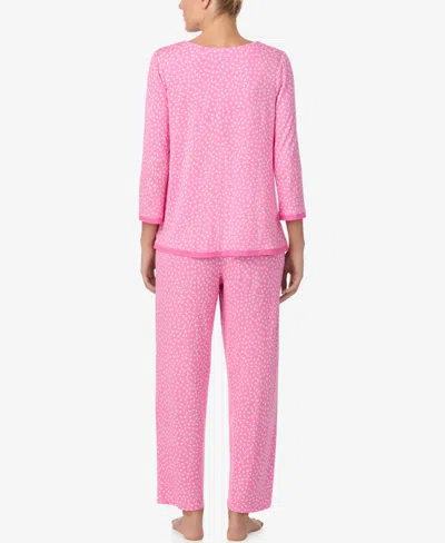 Ellen Tracy Women's V-neck Top And Ankle Pajama Pants, 2-piece Set In Pink