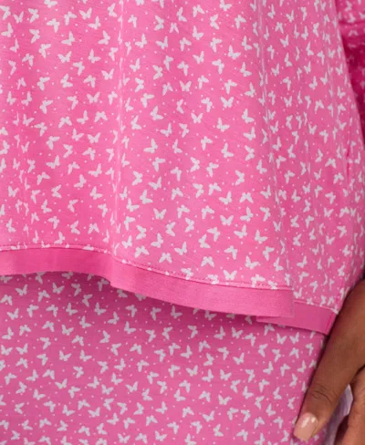 Ellen Tracy Plus Size V-neck Top And Ankle Pajama Pants, 2-piece Set In Pink