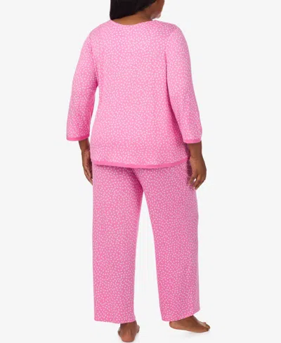 Ellen Tracy Plus Size V-neck Top And Ankle Pajama Pants, 2-piece Set In Pink