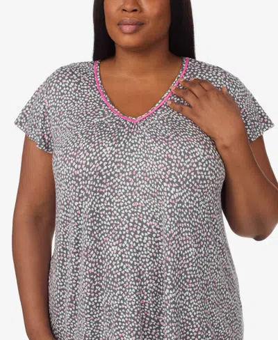 Ellen Tracy Plus Size Cap-sleeve Top And Cropped Pajama Pants, 2-piece Set In Gray