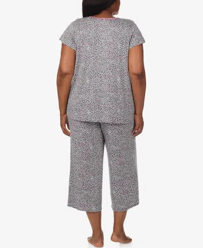 Ellen Tracy Plus Size Cap-sleeve Top And Cropped Pajama Pants, 2-piece Set In Gray