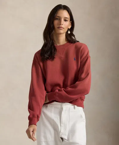 Polo Ralph Lauren Women's Fleece Crewneck Sweatshirt In Burgundy