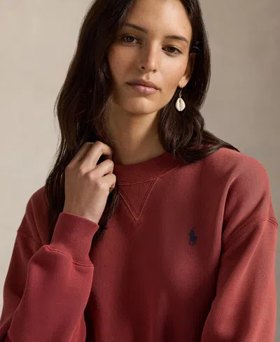 Polo Ralph Lauren Women's Fleece Crewneck Sweatshirt In Burgundy