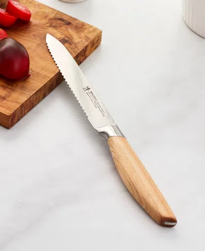 Henckels Pakka 5-inch Serrated Utility Knife In Brown