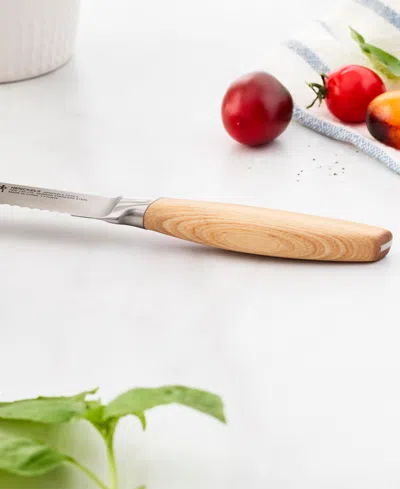 Henckels Pakka 5-inch Serrated Utility Knife In Brown