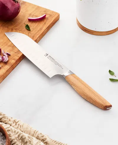 Henckels Pakka 7-inch Hollow Edge Santoku In Brown