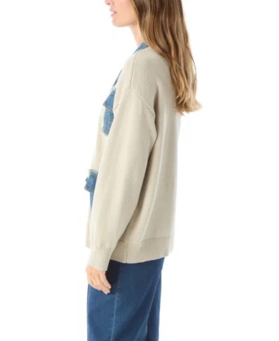 Dee Ocleppo Clio Women's Sweater Denim Long Sleeve Mix Jacket In Blue