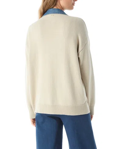 Dee Ocleppo Clio Women's Sweater Denim Long Sleeve Mix Jacket In Blue