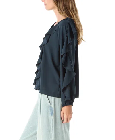 Dee Ocleppo Women's Elysia Ruffled V-neck Top In Blue