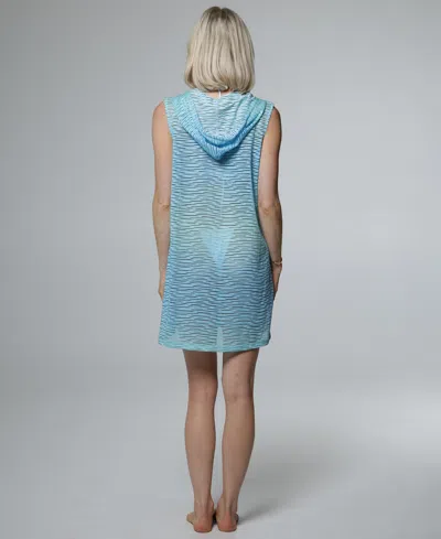 J Valdi Women's Sleeveless Full-zip Swim Hoodie In Blue