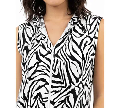 J Valdi Women's Sleeveless V-neck Hooded Swim Tunic In Animal Print