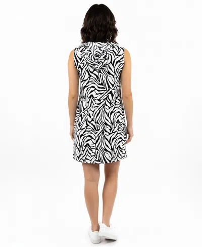 J Valdi Women's Sleeveless V-neck Hooded Swim Tunic In Animal Print