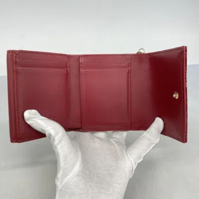 Pre-owned Dior Christian  Bordeaux Wallet (tri-fold) () In Burgundy