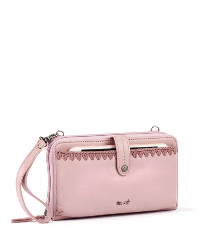 The Sak Iris Leather Smartphone Convertible Crossbody Wallet In Pink