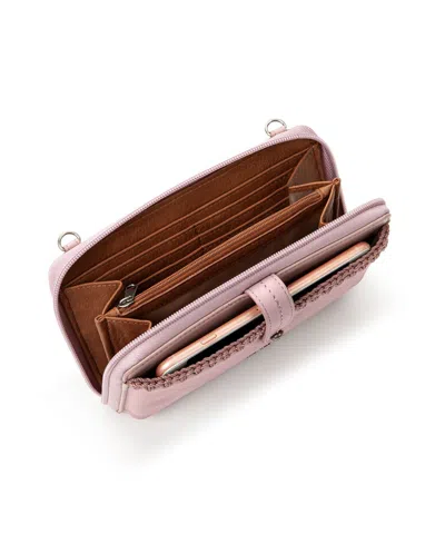 The Sak Iris Leather Smartphone Convertible Crossbody Wallet In Pink