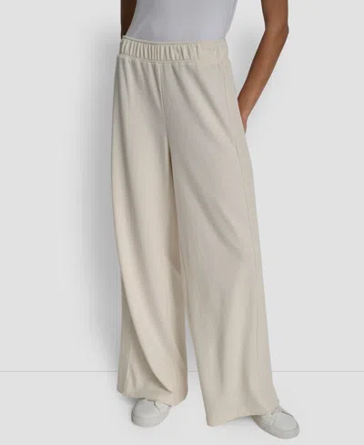 Dkny Jeans Women's Mid-rise Sequin Detail Wide Leg Pants In Neutral