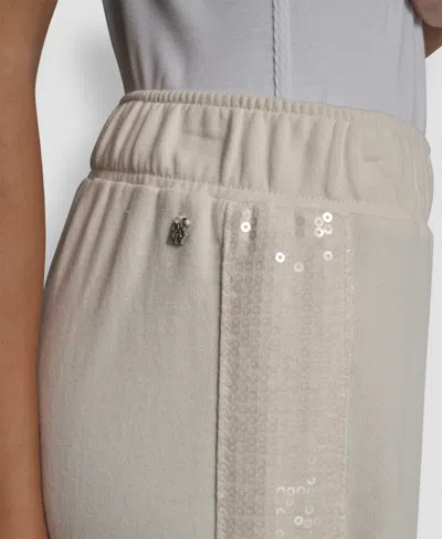 Dkny Jeans Women's Mid-rise Sequin Detail Wide Leg Pants In Neutral