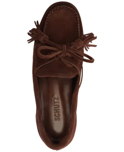 Schutz Women Kim Square Toe Flat Loafers In Brown