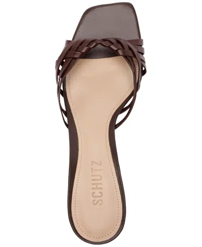 Schutz Tara Interlaced Slide Sandal In Brown