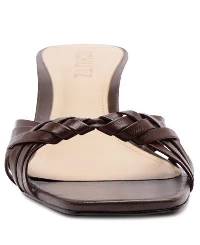 Schutz Tara Interlaced Slide Sandal In Brown
