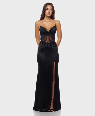 Alex & Sophia Juniors' Strap Illusion Dress In Blue